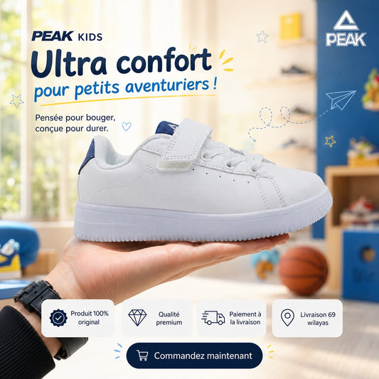 Peak Kids Casual Shoes White Navy